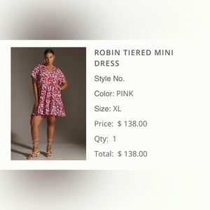 Anthropologie- Robin tiered mini dress in pink!